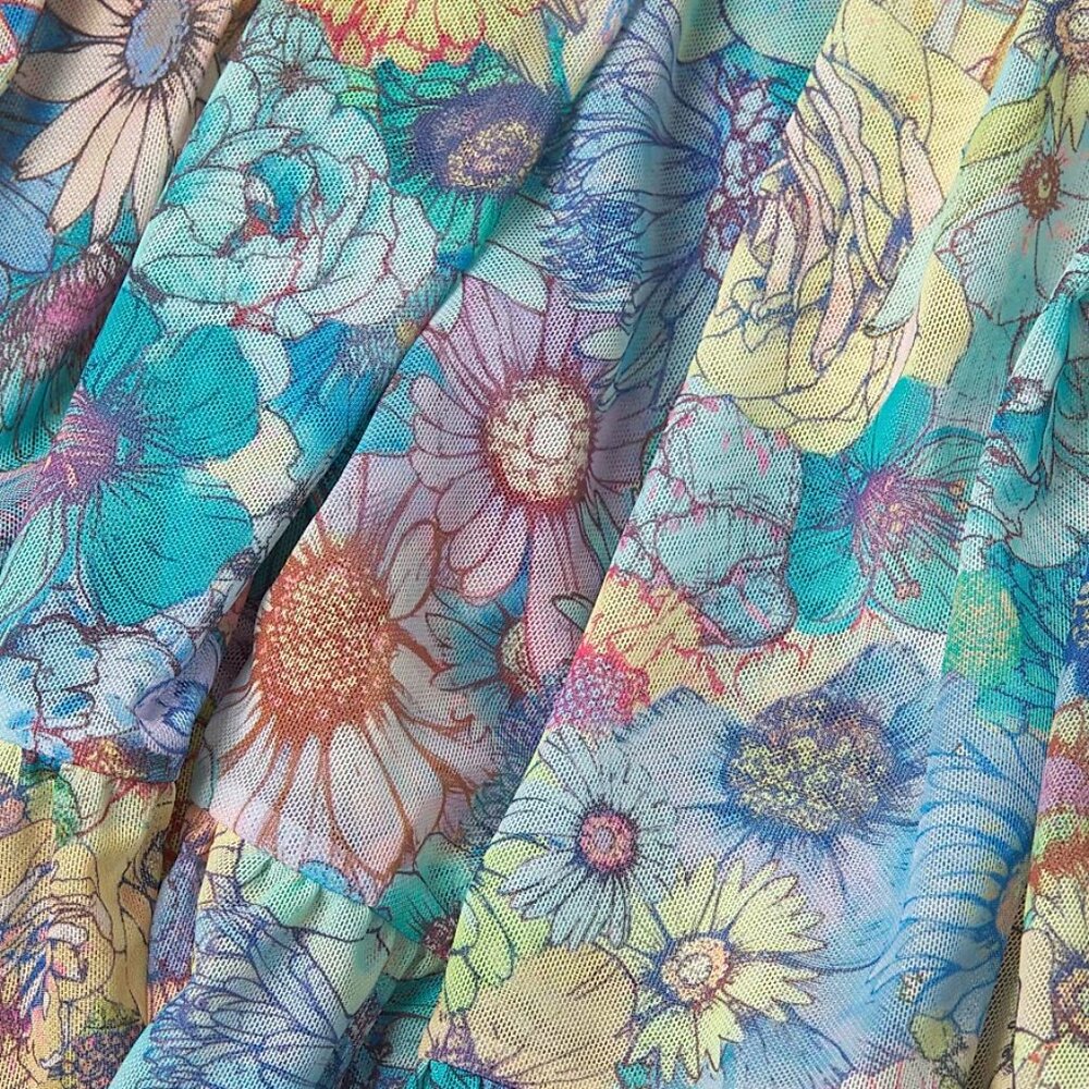 Johnny Was Florentina Mesh Tiered Slip Dress Multi Floral Size Medium - Picture 14 of 16